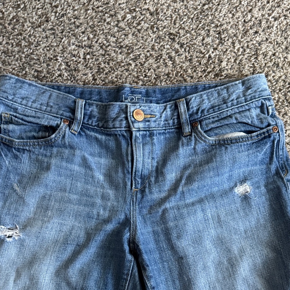 LOFT Distressed Blue Jean Shorts - Picture 2 of 8